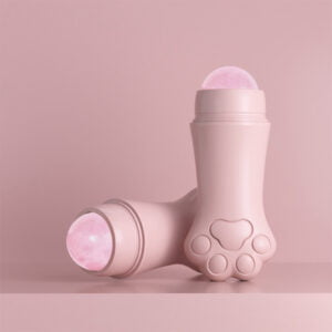 Cat Paw Shape Rose Quartz Face Rolling Massager